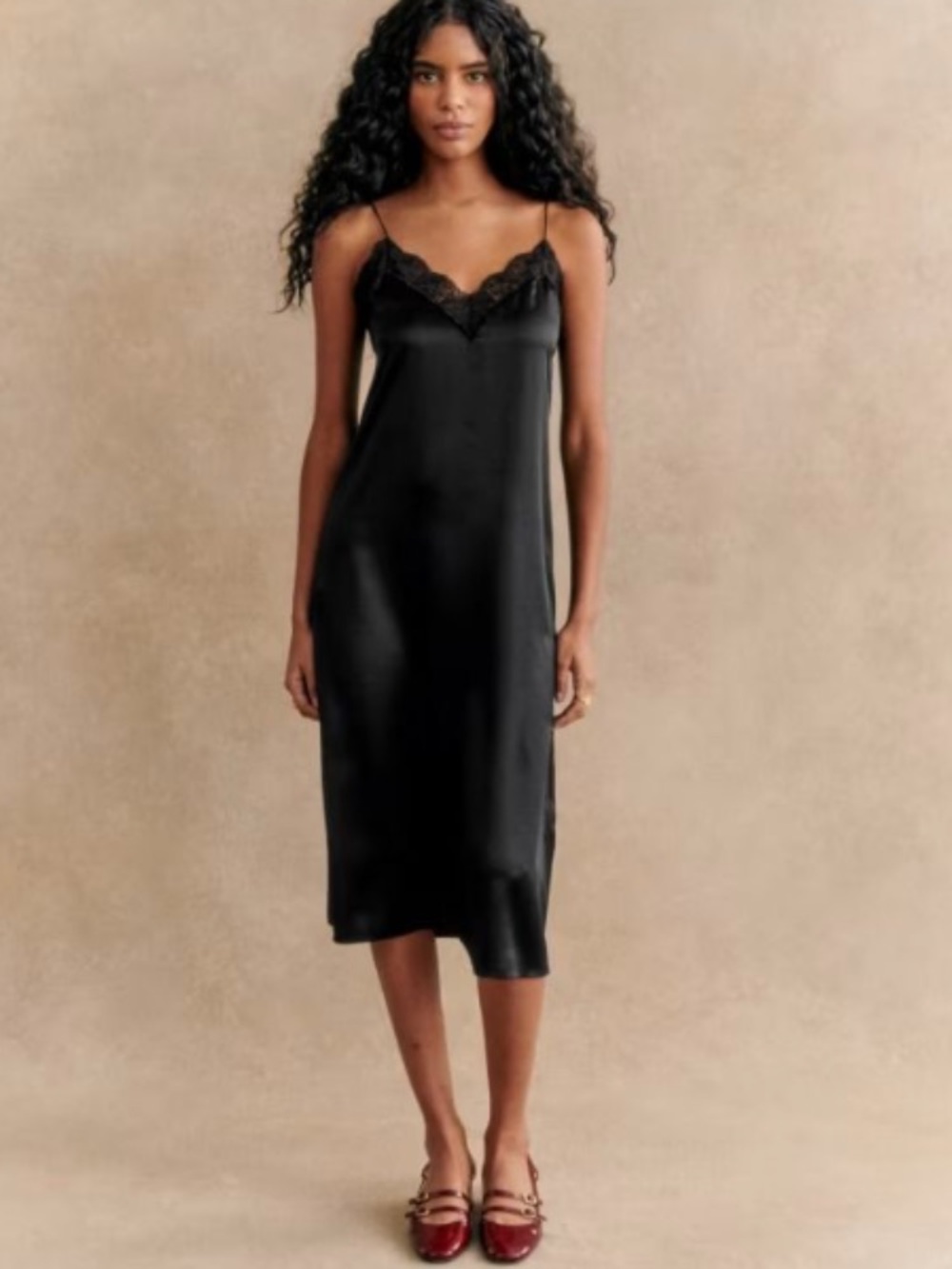 Sezane Nassima 100% Silk Slip Dress